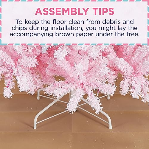 Miniatura 7 de Yaheetech Árbol de Navidad preiluminado de 6 pies con bisagras, esquina delgada, árbol de Navidad, decoración navideña con 250 luces blancas cálidas