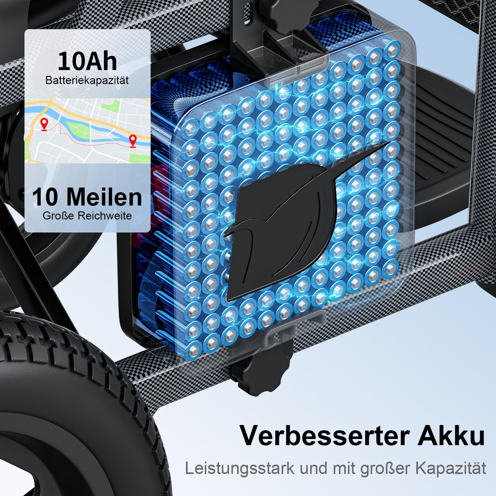 Sedia a rotelle elettrica pieghevole, leggera, per adulti, batteria da 10 Ah, portata 16 km, pieghevole, 16,5 kg