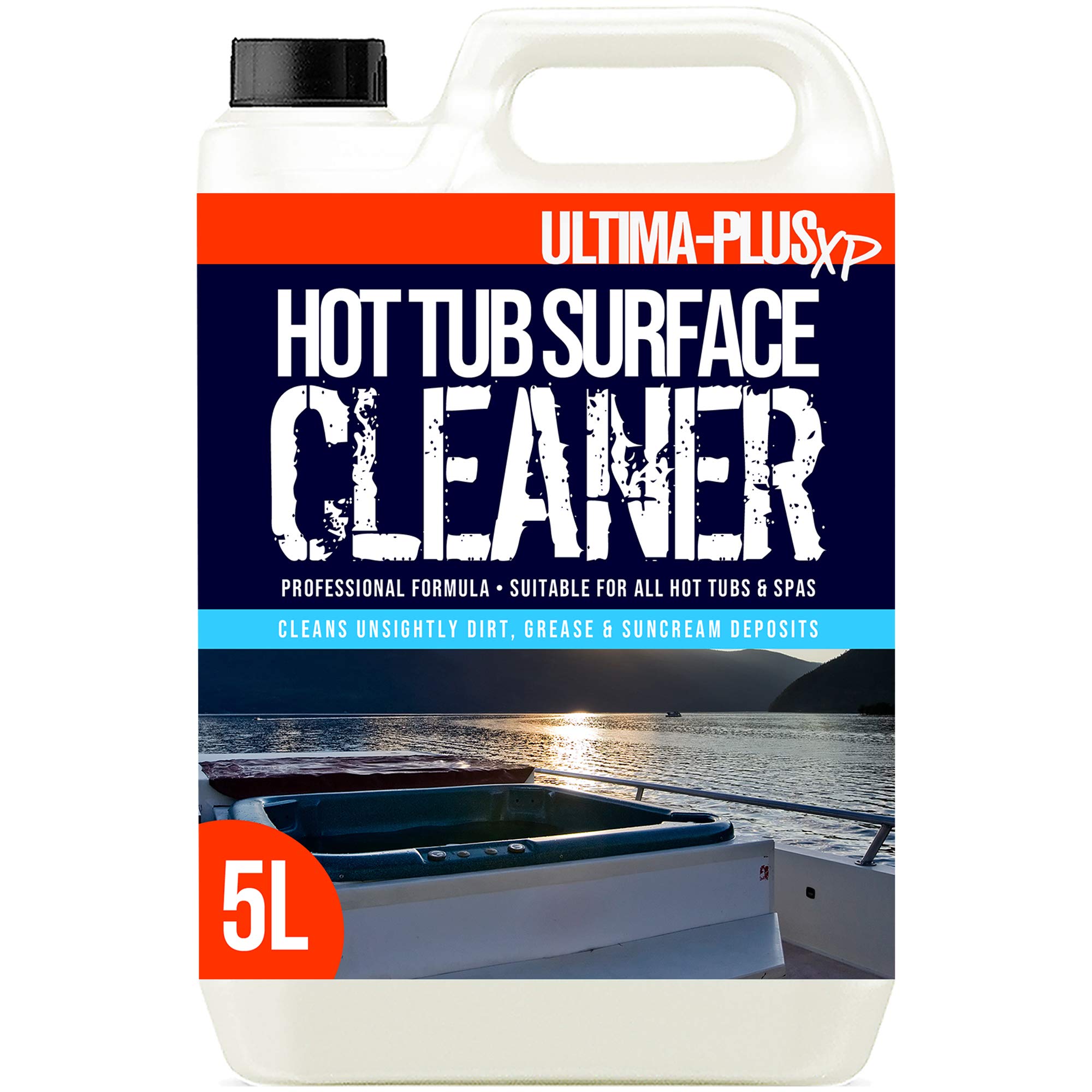 Hot Tub Surface Cleaner - Removes Dirt, Oil, Grease, Waterlines & More - Professional Formula for all Hot Tubs, Spas and Pools (5 Litres)