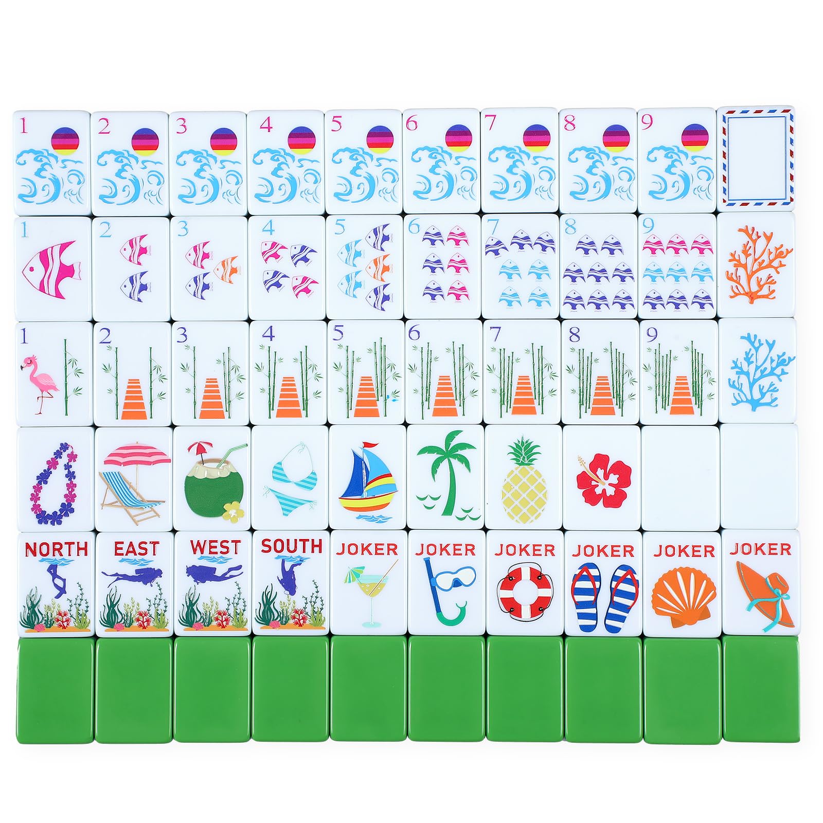 160 Pcs American Mahjong Set Only 1.2 x 0.87 Inch Summer Theme Mah Jong Pink Back Mahjong Tiles Hand Carved Pattern for Mah Jong Social Games Beginners Card Games Lovers