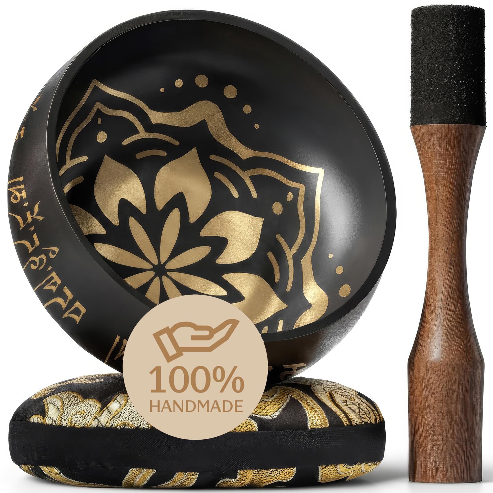 Handmade Tibetan Etched Singing Bowl Set – Sound Bowl & Meditation Bowl with Cushion, Mallet & Guide – Vibrational Healing Instruments – Chakra Healing Tools – Mindfulness Gift Set