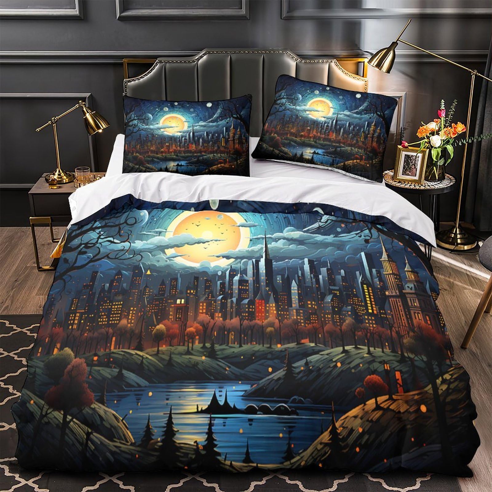 Housse de Couette 3D Hypoallergique Effet Ultra Douce en Microfibre