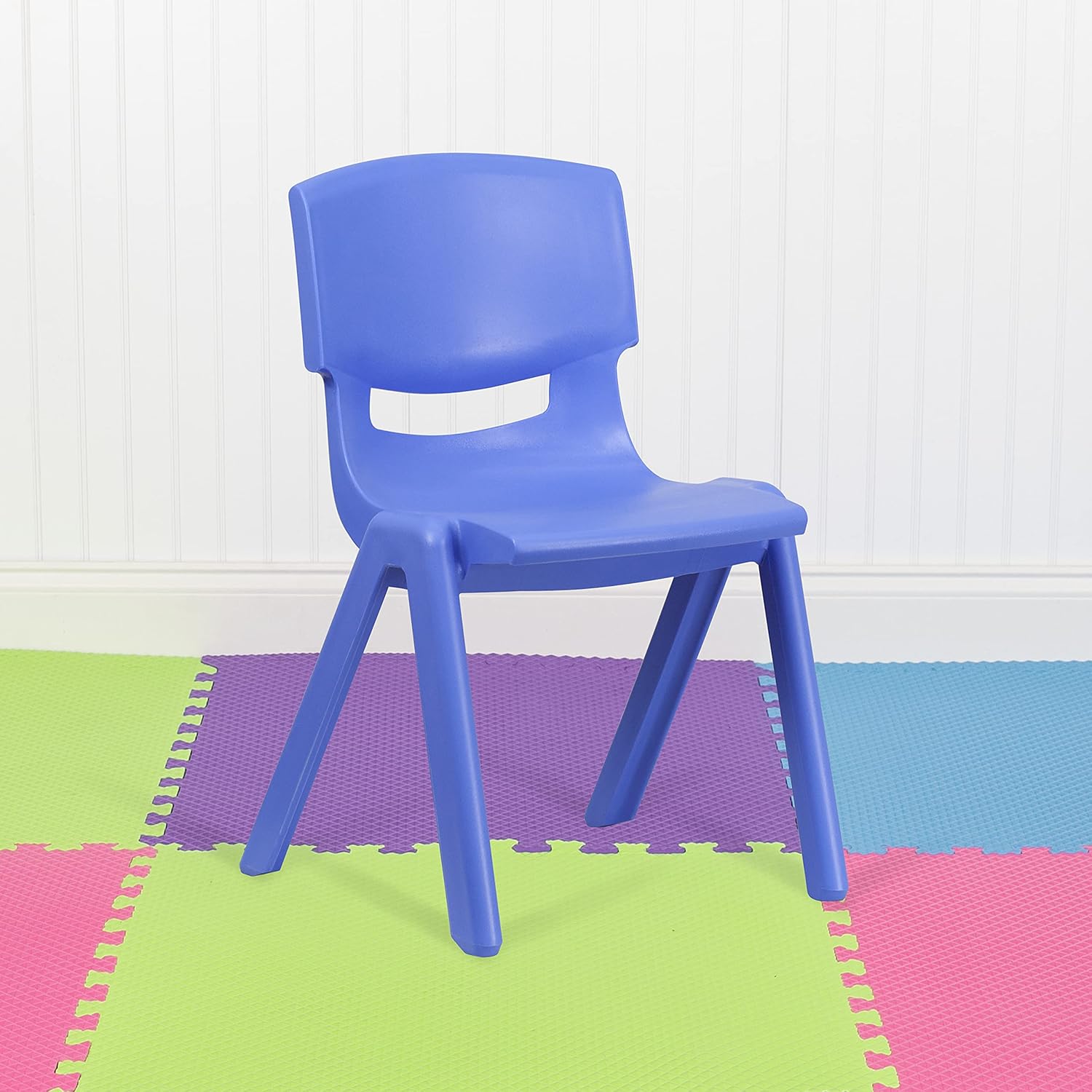 EMMA + OLIVER 5 Pack Blue Plastic Stackable School Chair with 15.5 Seat Height