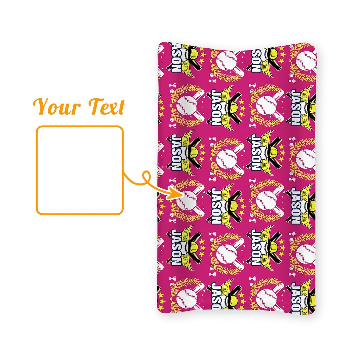 Personalized Baby Changing Pad Cover - Diaper Changing Table Sheet Muslin Baby Fitted Sheet for Bassinet Crib Baseball Pink(16"x32")