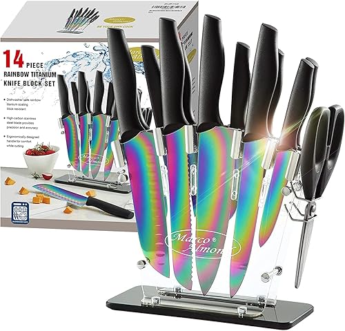 Miniatura 13 de Marco Almond KYA39 - Juego de cuchillos de cocina de 12 piezas, 6 cuchillos con 6 protectores de cuchillas, juego de cuchillos de acero inoxidable