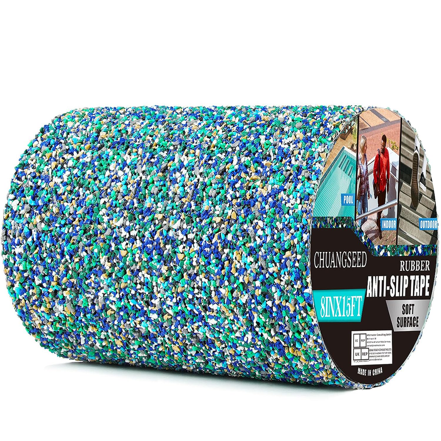 CHUANGSEED Blue Heavy Duty Anti Slip Tape 20cm x 4.5m Outdoor/Indoor Use,Waterproof