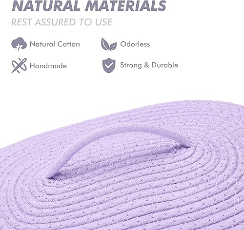 Miniatura 62 de Sea Team Round Cotton Rope Storage Basket with Lid, Lidded Woven Storage Bin, Nursery Storage Container, Diaper Caddy, Baby Shower Basket, Box, Cream