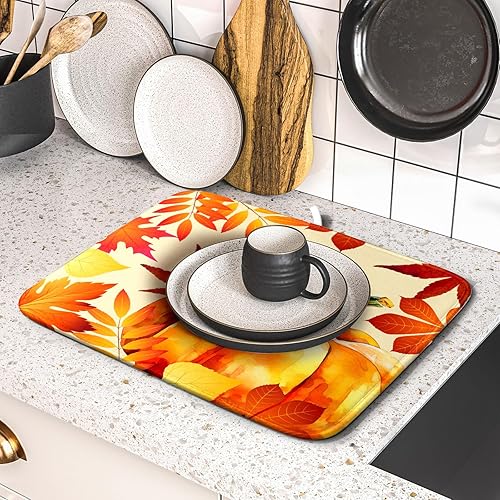 Vista 446 de Daisy On Old - Tapete de secado de platos de madera para encimera de cocina, tapete de secado de madera turquesa de 18 x 24 pulgadas con tapete