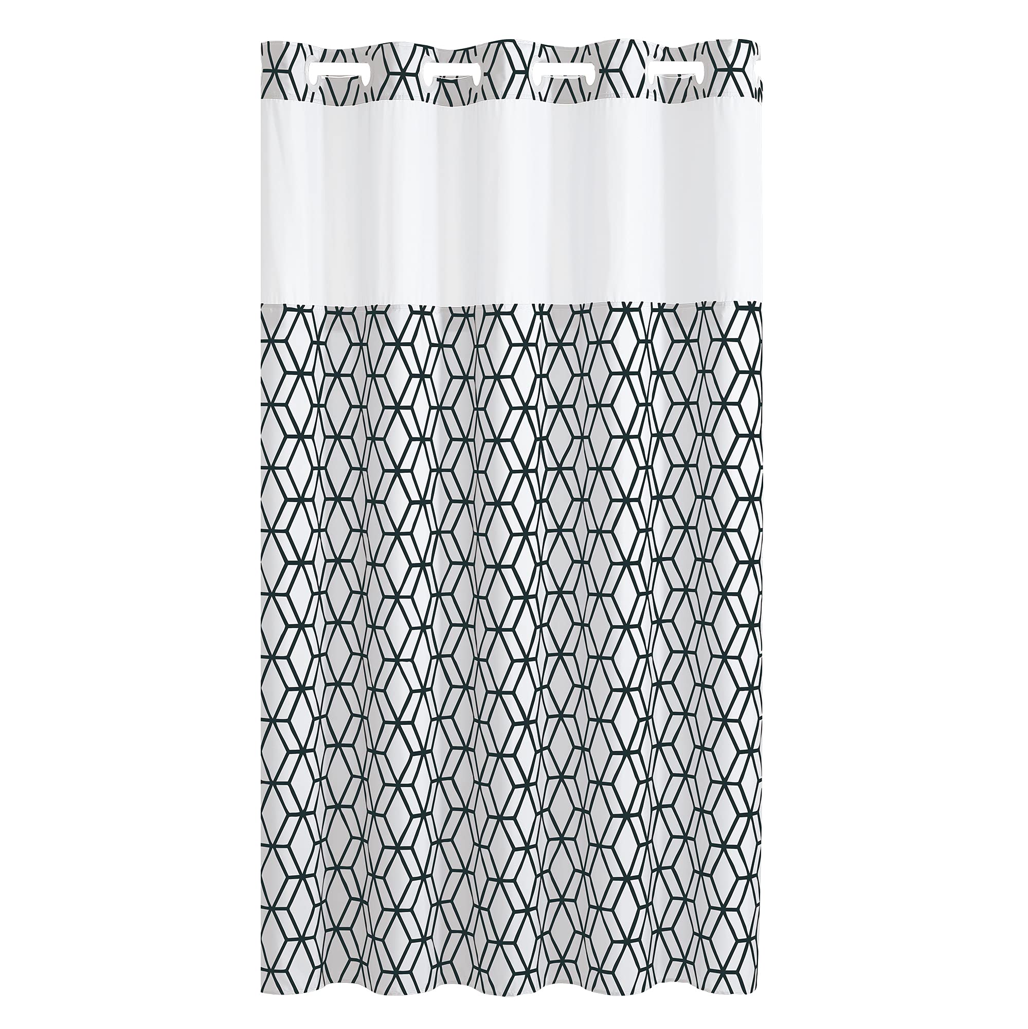 Hookless Black Prism Shower Curtain With Peva Liner, 71 X 74,