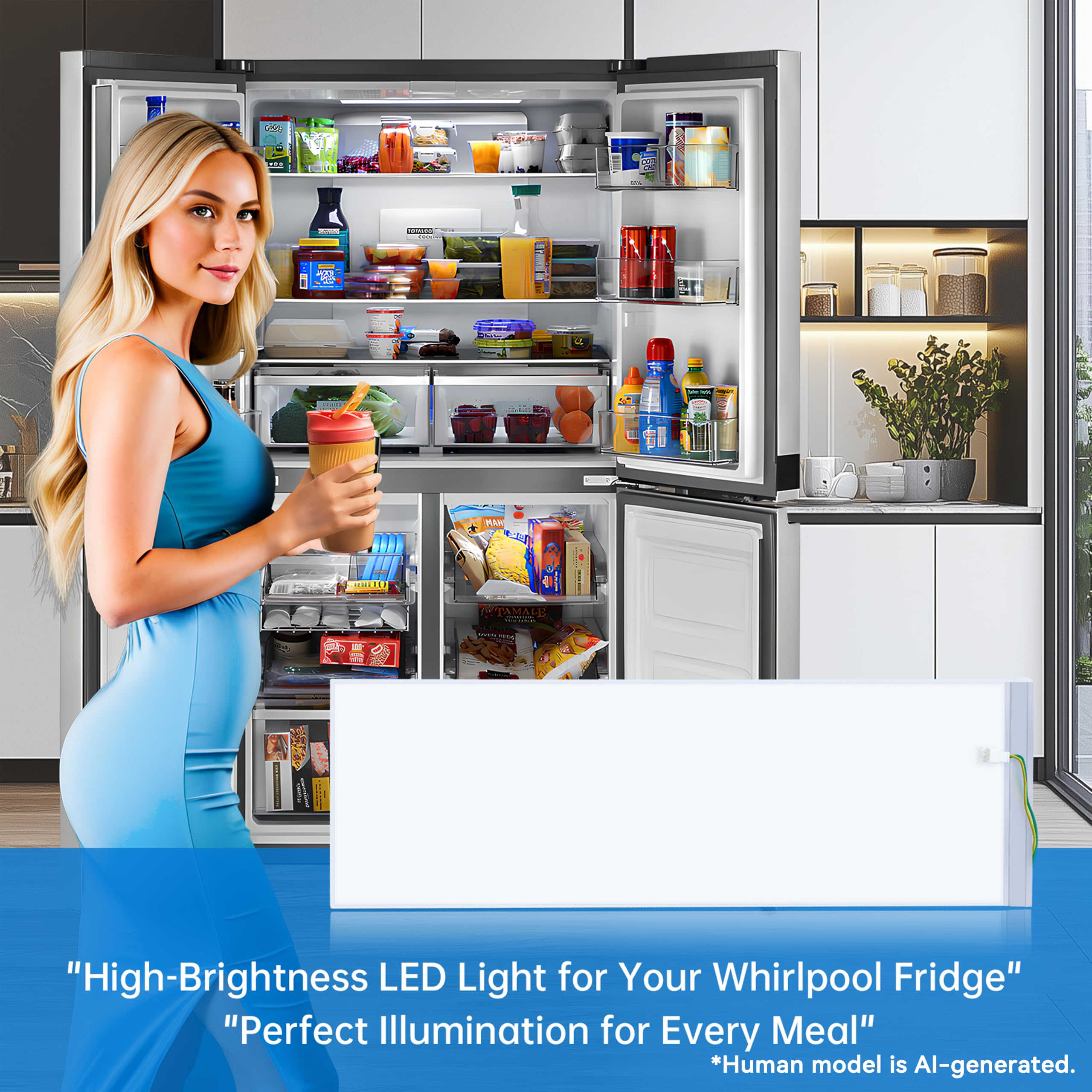 W11048980 Zestaw oświetlenia LED do lodówki W11470191 W11455230 W11032355 W11032353 Pasuje do lodówki Whirlpool WRQA59CNKZ KitchenAid KRQC506MPS00, 10 lat produkcji