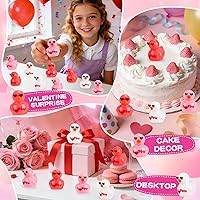Vista 6 de 120 piezas de mini patos de resina para el día de San Valentín, letras rojas, rosas y blancas, diminutos patos de resina a granel, pequeñas figuras