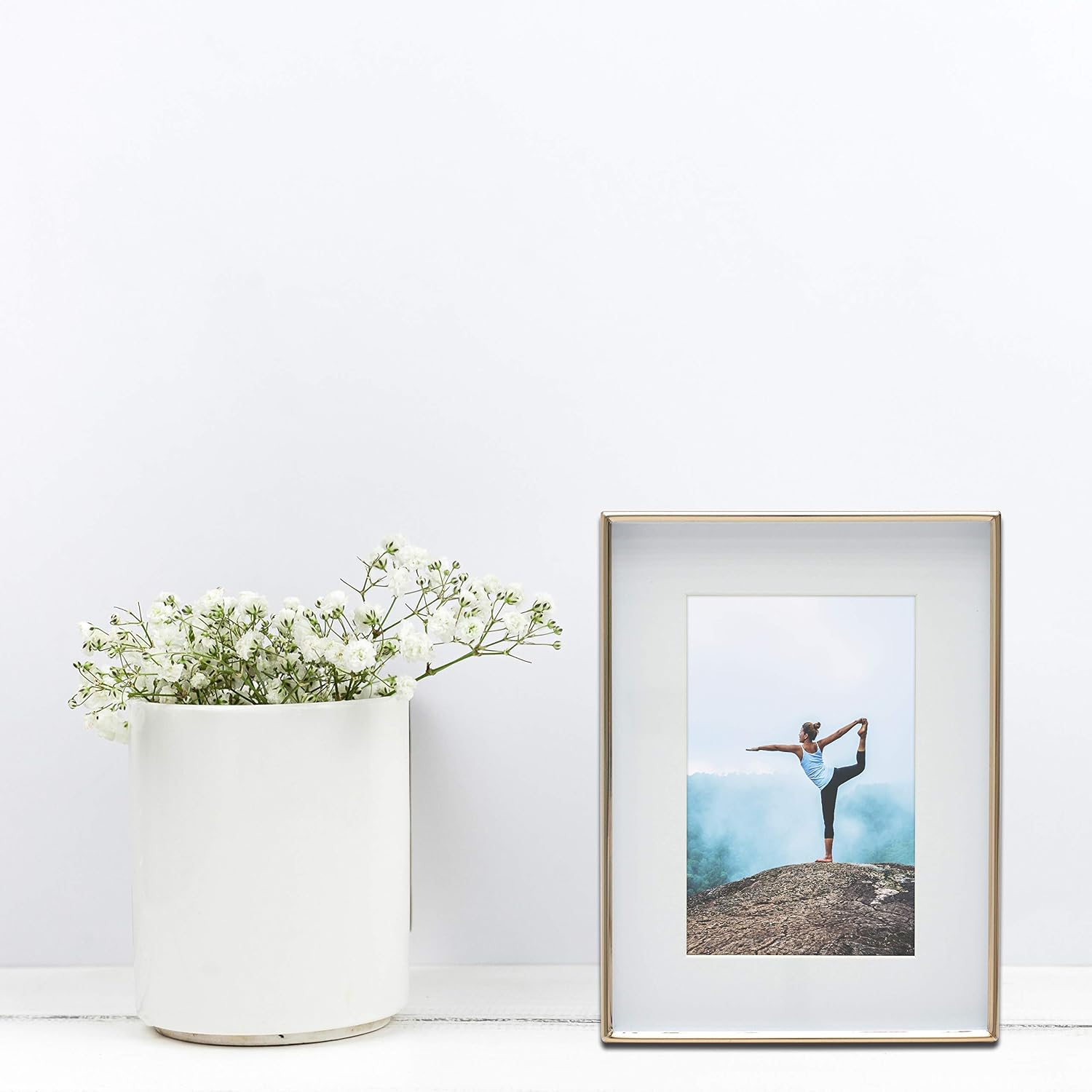 7x9 Brass Shadow Box Metal Picture Frame with 5x7 Photo Mat image 4