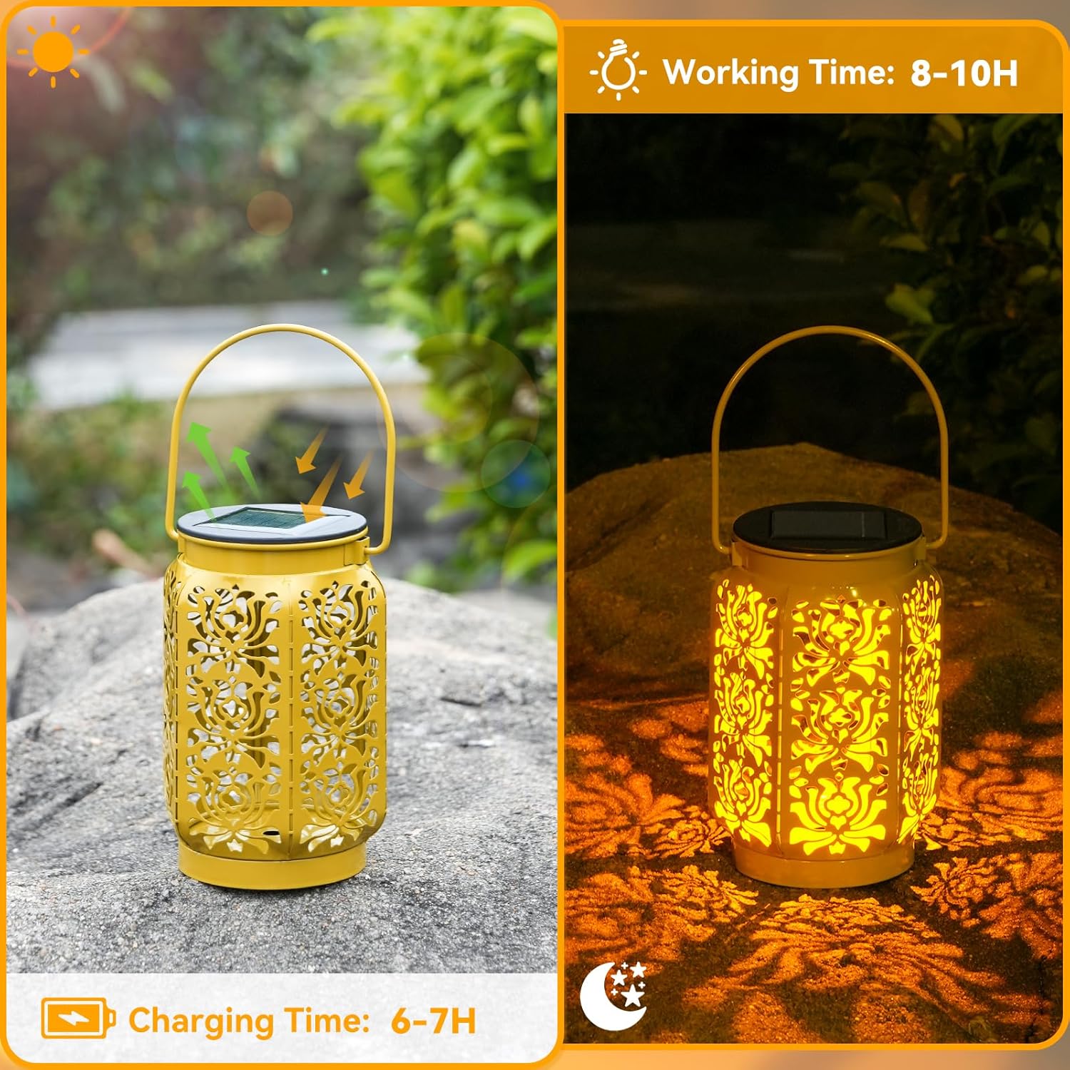 4 Pack Solar Lanterns Outdoor OxyLED IP44 Waterproof Rose Solar Lanterns Lights Outdoor Garden Decor, 4 Colors LED Hanging Lantern with Handle for Outside Patio Yard Table Fence