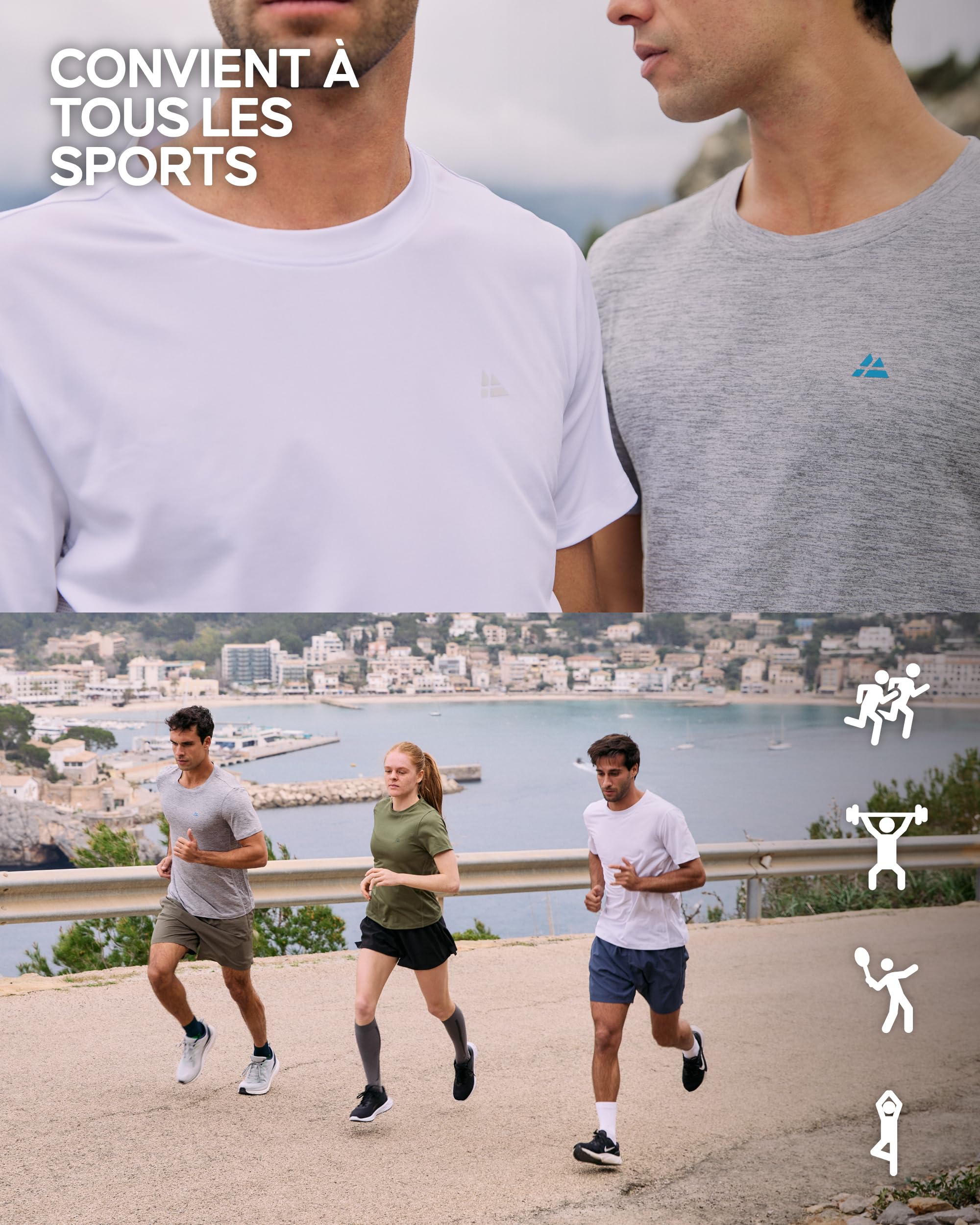 DANISH ENDURANCE T-Shirt de Sport Technique Homme, Ultra Respirant, Manches Courtes, Running & Musculation