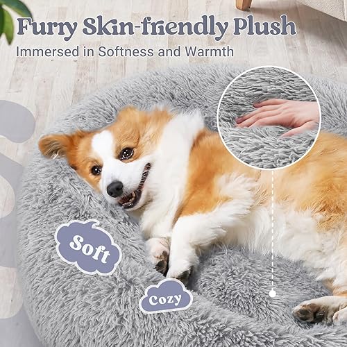 Vista 11 de rabbitgoo Cama calmante para perros pequeños y medianos, cama para mascotas de 27 pulgadas, lavable a máquina, antideslizante, redonda y esponjosa