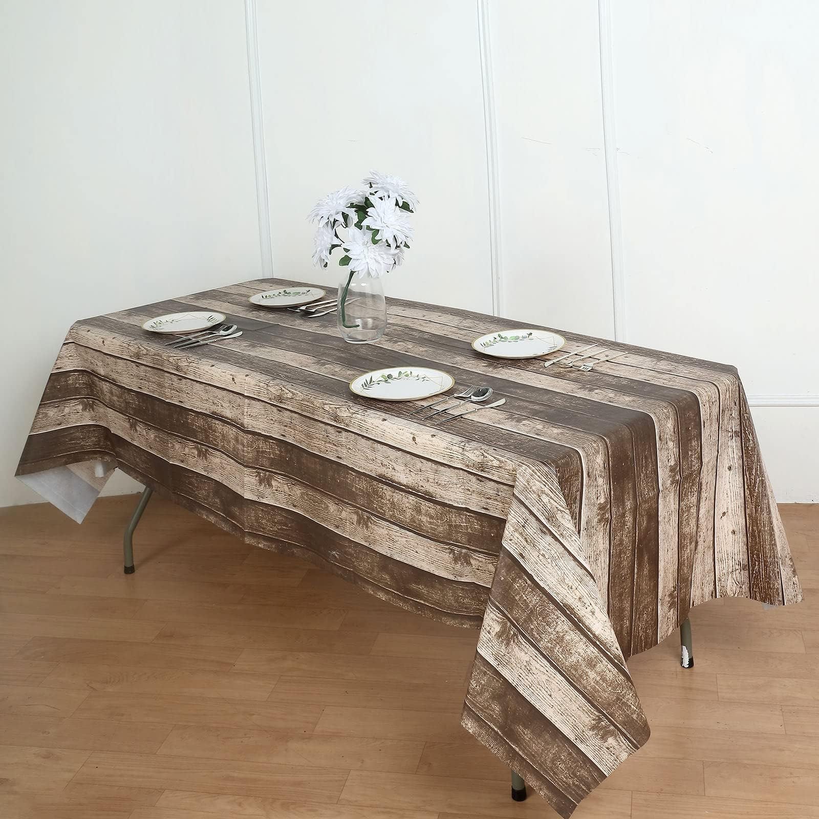 Fun Express Shiplap Plastic Tablecloth Roll 100 feet Long