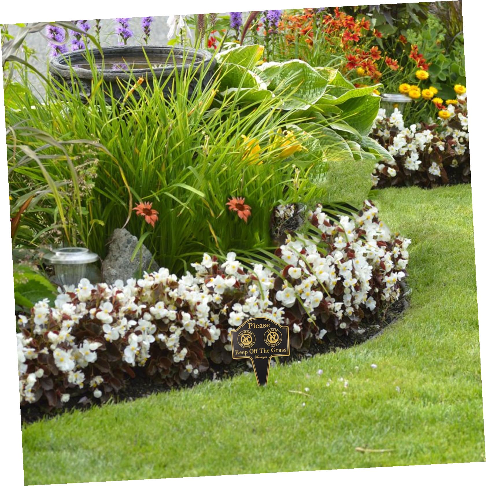 DOITOOL Cartello in Alluminio Nero Scritta Vietato Calpestare Prato, Picchetto da Giardino Versatile e Resistente per Decorazione Esterno e Paesaggio