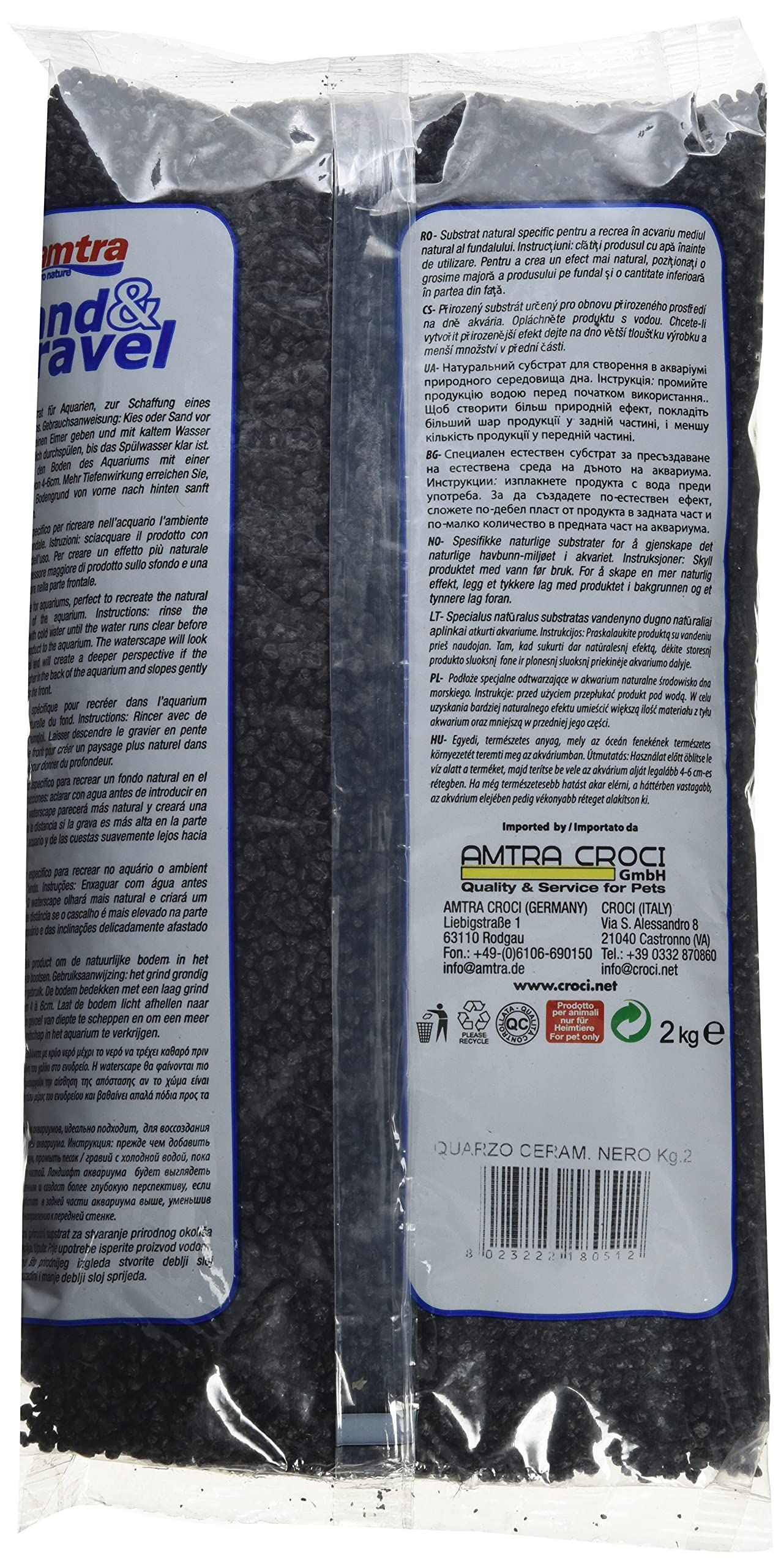 Amtra Quartz en Céramique pour Aquariophilie Noir, 2 kg (Lot de 2)