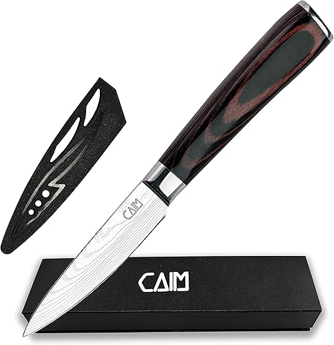 CAIM Cuchillo de cocina afilado de acero inoxidable de carbono de 3.5 pulgadas para carniceros y corte profesional para cortar verduras, frutas y