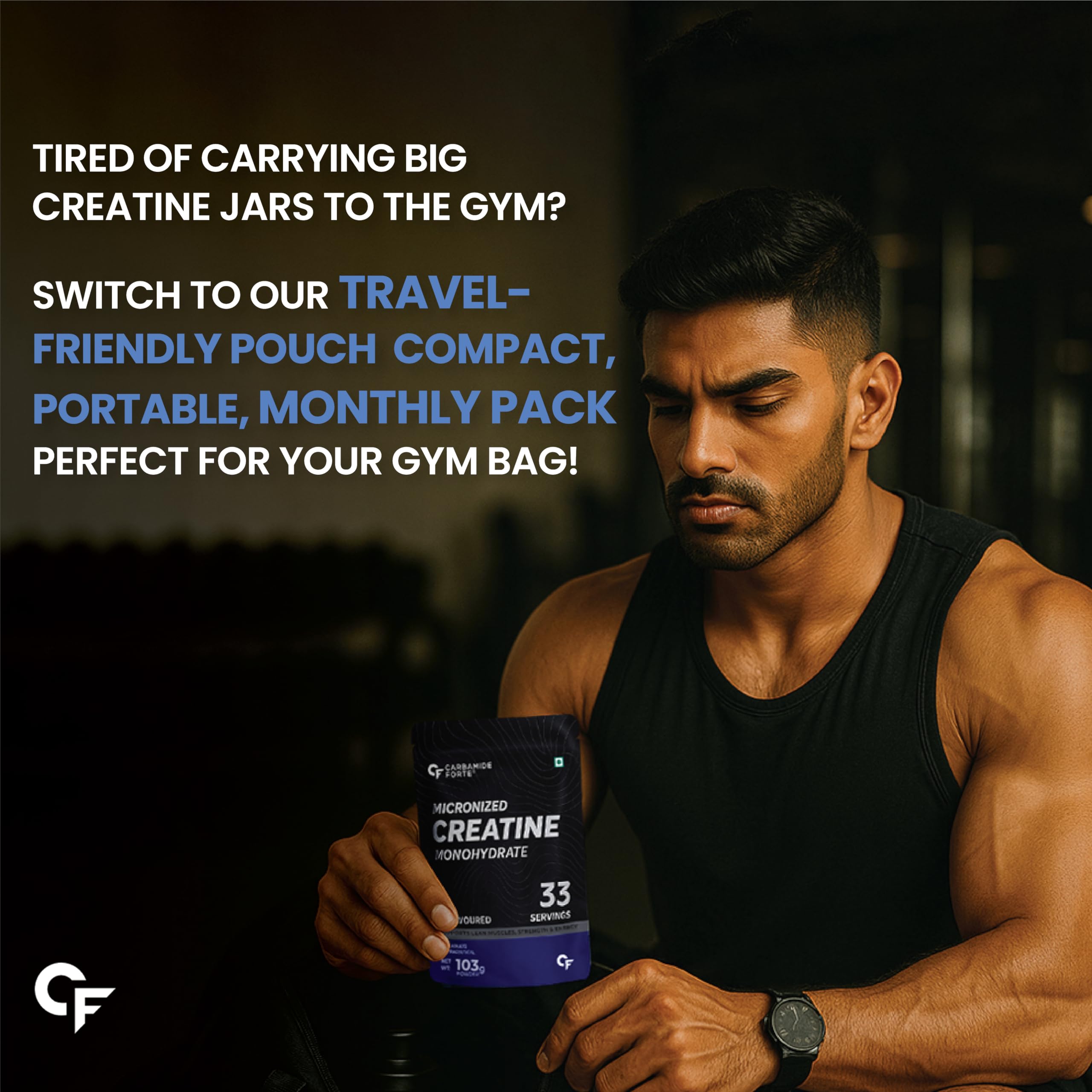 Carbamide Forte Creatine Mono hydrate Powder | Micronized Monohydrate Creatine 103gm | Micronized Monohydrate Supplement for Lean Muscle, Strength & Energy - Unflavoured - 33 Servings - 103g - Image 4 thumbnail