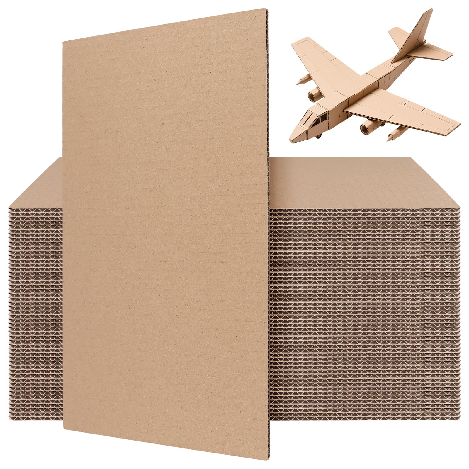 Senjeok Brown 50Pcs A4 Corrugated Cardboard Sheets, 3Mm Kraft Flat Corrugated Card For Mailing, Crafts, Packaging