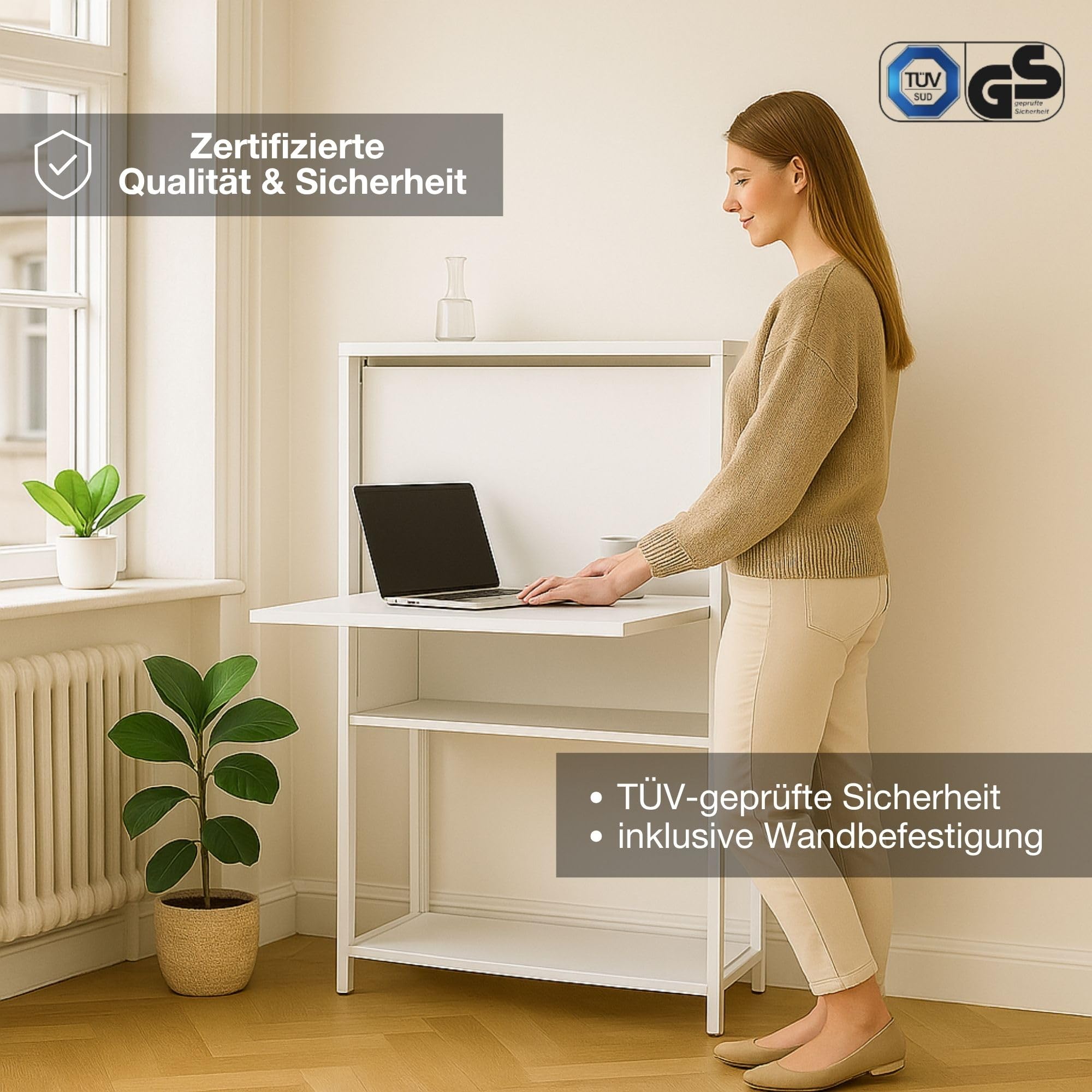 ASSMANN Sekretär Cubas Basic 74x80cm Anthrazit Schwarz Anthrazit, TÜV-Zertifiziert, einfache Montage für Homeoffice