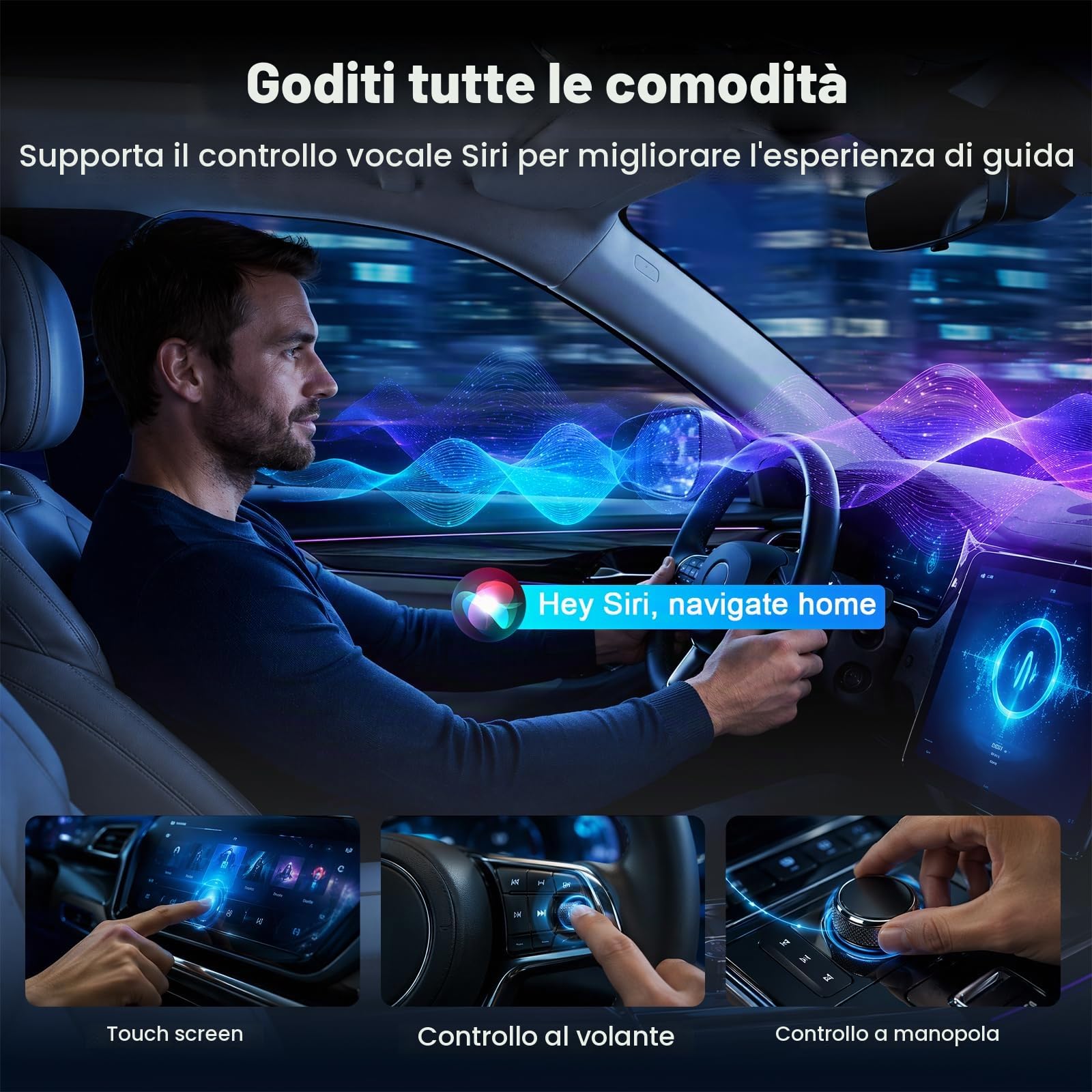 3-in-1 Magic Video Box – Wireless CarPlay & Android Auto Adapter con Netflix, YouTube, TikTok, supporto scheda TF, aggiornamento wireless, CarPlay AI Box a bassa latenza per veicoli dal 2016