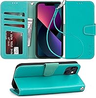 Vista 16 de Arae Funda compatible con iPhone 13 Pro Max con tarjetero y correa para la muñeca, funda con tapa para iPhone 13 Pro Max de 6.7 pulgadas