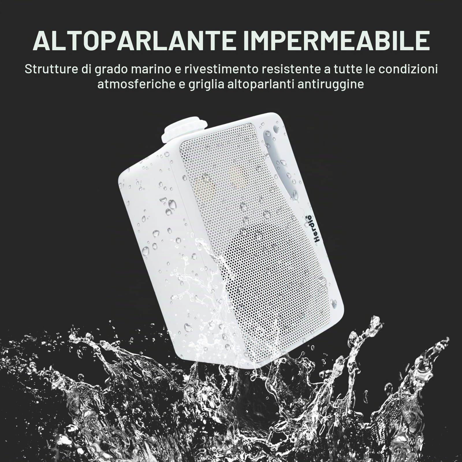 Herdio 3,5 Pollice Bluetooth Altoparlanti da esterno 200Watt Diffusori da Esterno Casse per Esterno Per Esterno,All-Weather Durability, per Patio Marine Boat Garage Indoor (Coppia，Bianco)