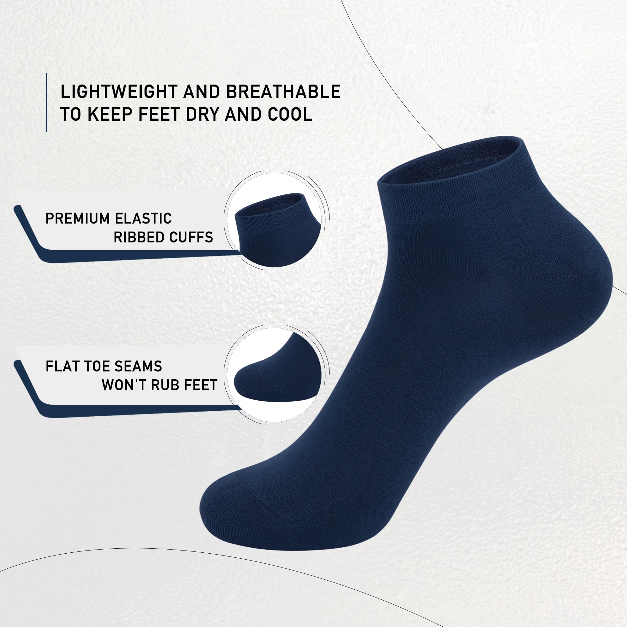 SERISIMPLE Women Viscose Bamboo Ankle Socks Low Cut Thin Sock Lightweight Pastal Color Soft Sock 5 Pairs (US, Alpha, Medium, Regular, Regular, Navy Blue)