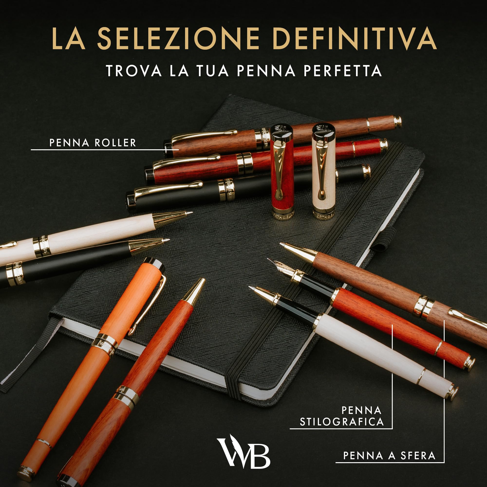 Wordsworth and Black Ballpoint Pen Set - Penna di lusso mozzafiato in bambù acero, finitura oro, ricaricabile, miglior penna per uomini & donne, ricarica d'inchiostro