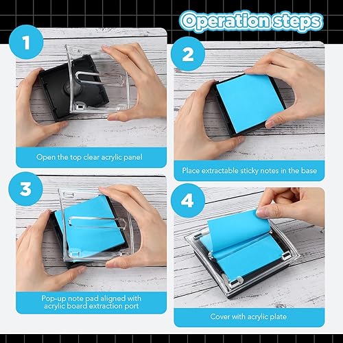 Miniatura 3 de Juego de 24 notas adhesivas con dispensador, dispensador de notas desplegables, almohadillas de notas autoadhesivas, 3 x 3, notas adhesivas de color