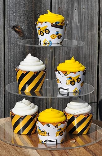 Vista 3 de Envolturas para cupcakes de construcción para niños, suministros de fiesta de cumpleaños, fiestas Dig It, fiestas de constructores. Conjunto de 24