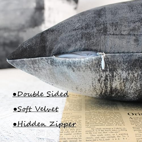 Miniatura 3 de OYIMUA Juego de 2 fundas de almohada grises de 16 x 16 pulgadas, modernas fundas de almohada abstractas grises y blancas para sofá, fundas