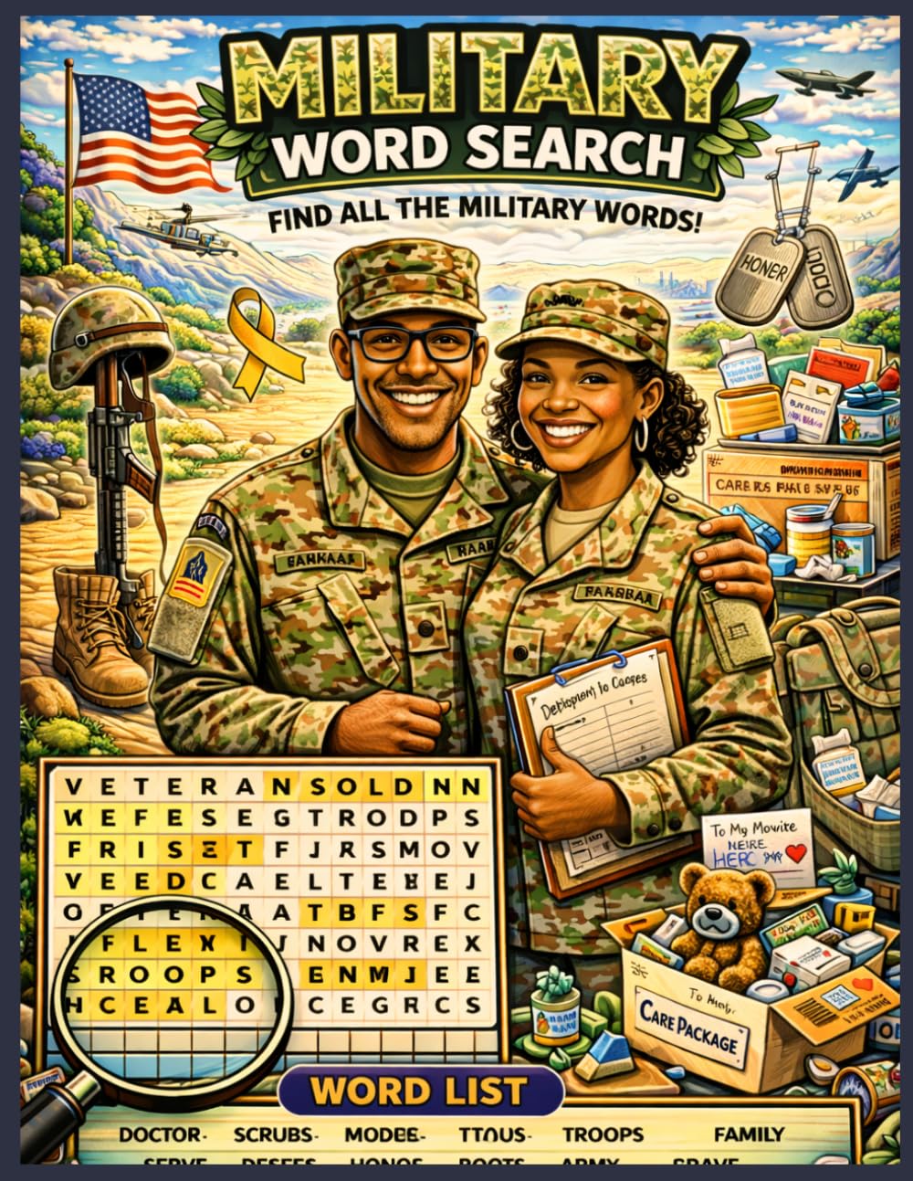 Military Word Search Puzzle Book for Adults: 100 Armed Forces & Service-Themed Puzzles | Easy to Hard Difficulty | Army, Navy, Air Force, Marines & Veteran Words | Relaxing Brain Games