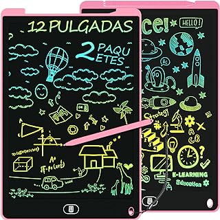 12 Pulgadas Tableta Escritura LCD Color, Electight Tablet Escritura Pantalla Colorido Infantil, Juguetes Educativo Niños con Borrable y Bloqueo Función, para el Hogar, Escuela, 2 Packs Rosa