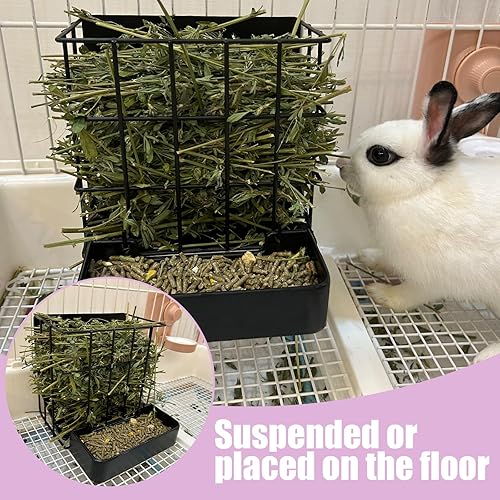 Miniatura 35 de Comedero de heno para conejillos de indias, comedero de heno para conejo con marco de metal resistente, para conejillos de indias, chinchillas, 6.9