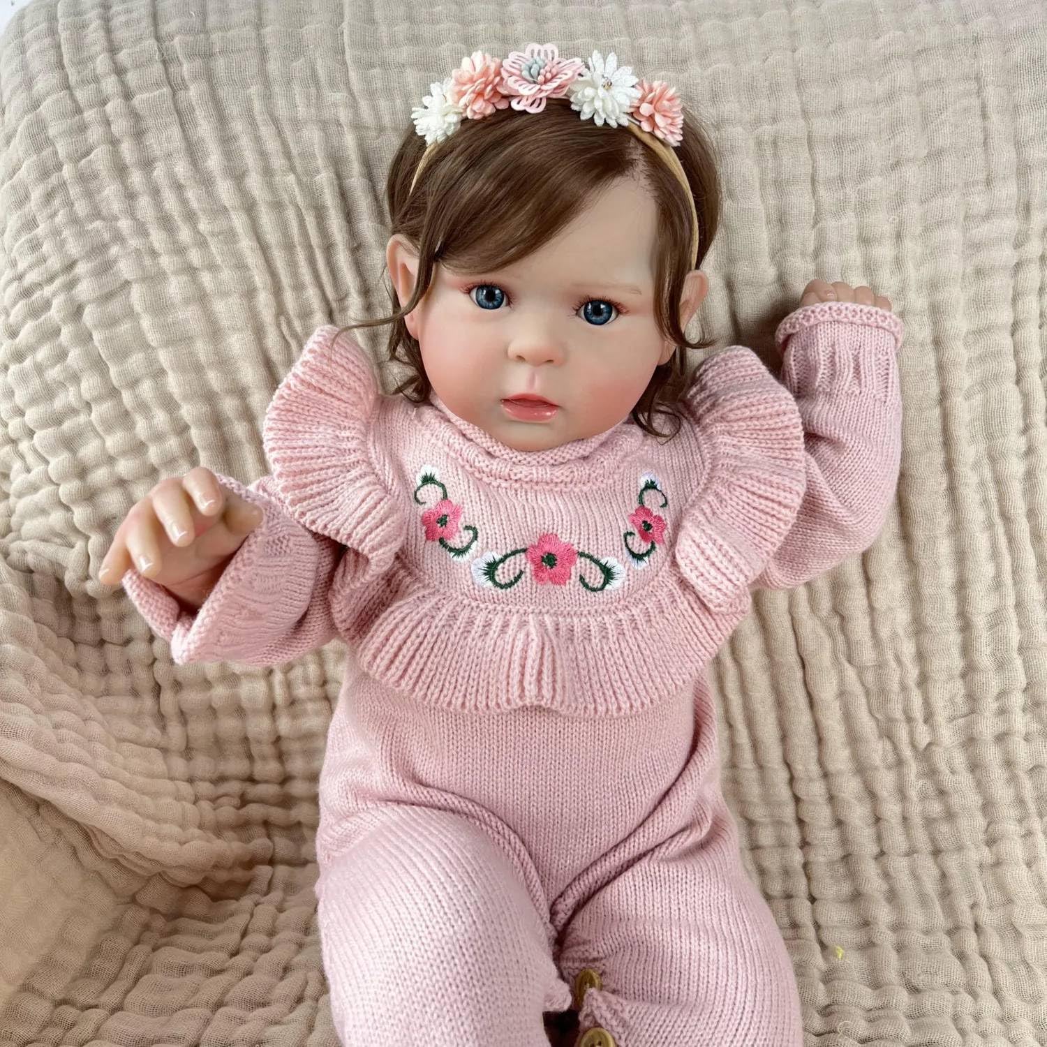 RXDOLL Realistyczne lalki Reborn Baby Dolls słodka twarz 50 cm realistyczna lalka noworodek dziewczyna miękka tkanina winylowa ciało urocza księżniczka Reborn maluch lalka zabawka dla dzieci prezenty