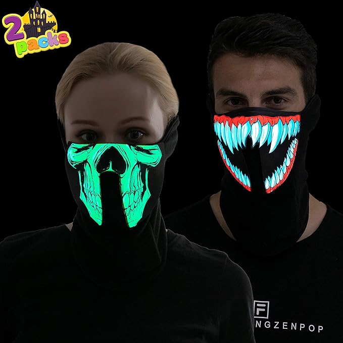Halloween 2 Stück leuchtende Masken, gruseliges Monster und Skelett