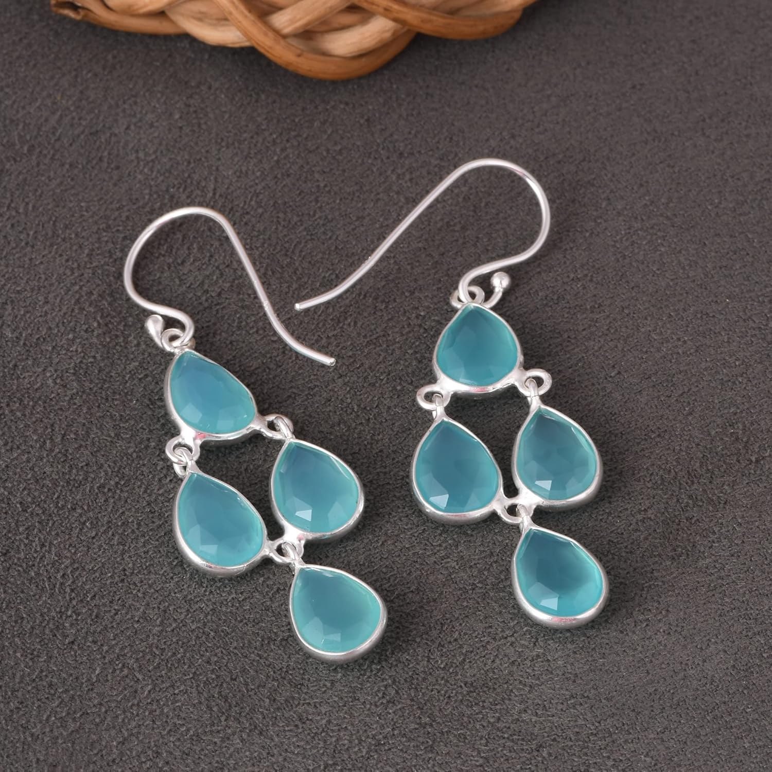 925 Sterling Silver Earring, Chandelier Earrings, 18K Gold Over Sterling Silver Earring, Gemstone Jewelry, Gift Bridal Maid Earring