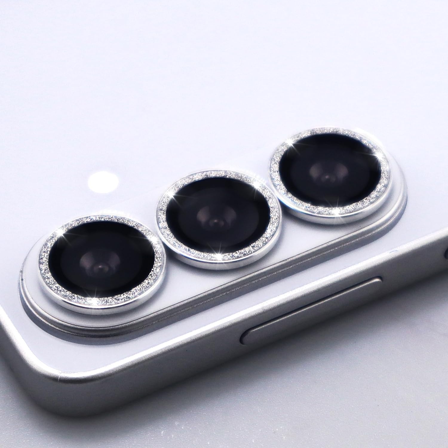 for Samsung Galaxy S26 / S26 Plus Camera Lens Protector, Bling Glitter Metal Ring Tempered Glass Lens Cover Accessories (Silver) image 2