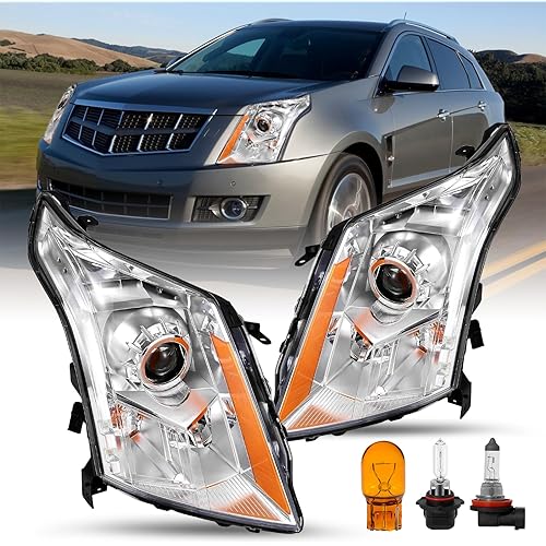 JSBOYAT For 2010-2016 Cadillac SRX [Halogen Model Only] Projector Headlights Headlamps Pair Driver & Passenger Side 10 11 12 13 14 15 16 Projector Headlamp Replacement