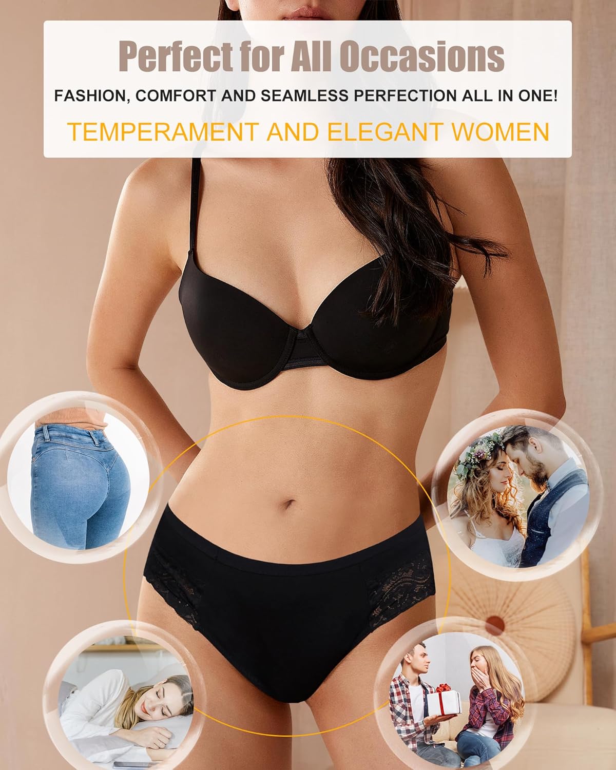 LEVAO Cotton Underwear for Women Lace Cheeky Bikini Panties Stretch Ladies Soft Hipster Briefs 6 Pack S-XXL - Image 6