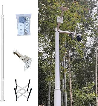 Surveillance Camera Stand for Outdoor Security Systems, Heavy Duty Security Camera Pole with Universal Bracket & Ground Stake, Weatherproof2.5m 8.2ft