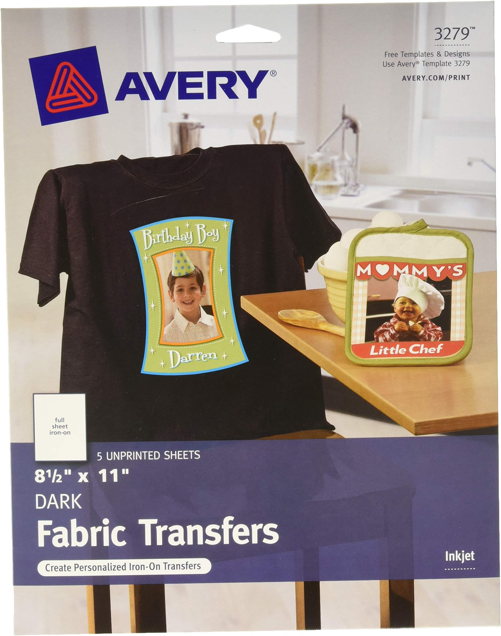 Dark Fabric Transfers, Inkjet, Matte, 8-1/2" x 11", 5/PK