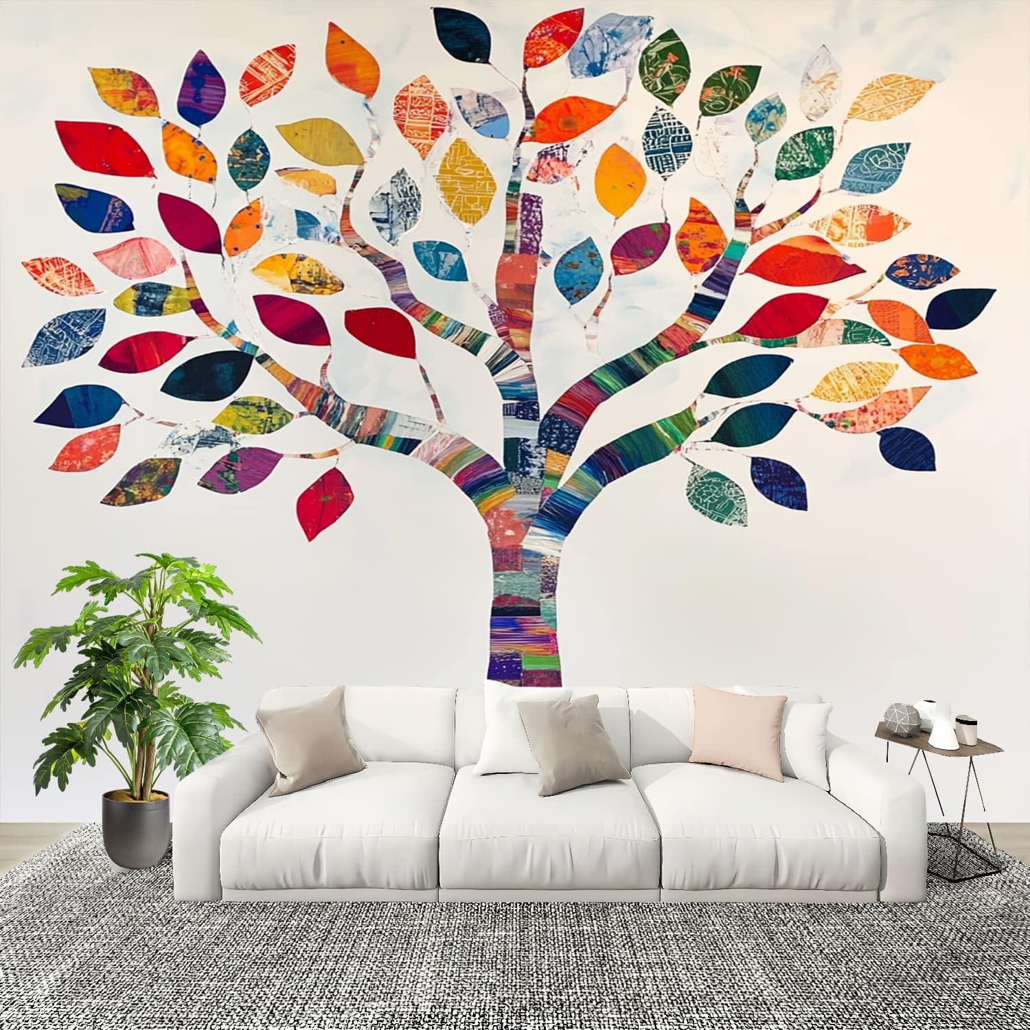 Papier peint intissé mural facile à poser pour rénover un mur de salon abîmé
