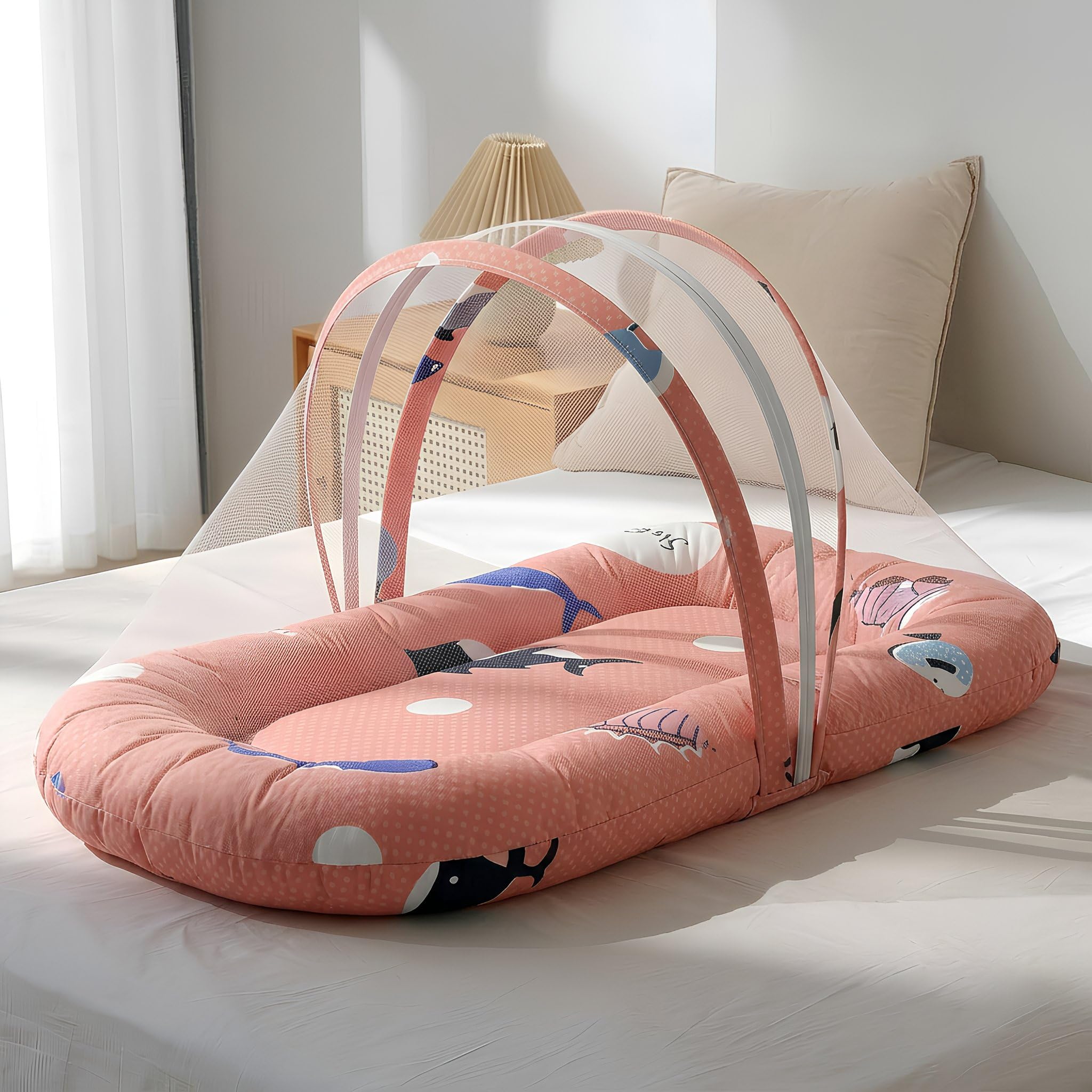 StarAndDaisy 3 in 1 Baby Mosquito net for Sleeping - Newborn, Mosquito net for Baby/Soft and Comfortable Bed for 0-12 Months/Washable Cotton Design -Shark Print-picture-23