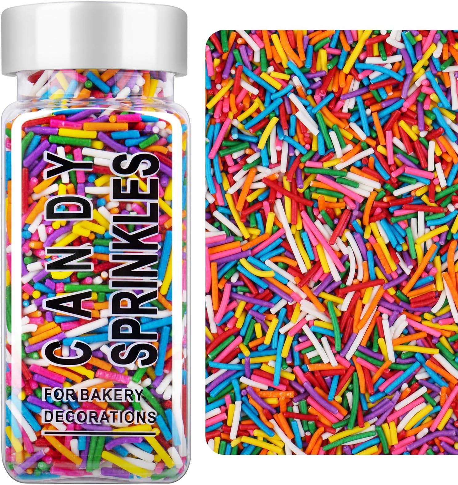 Rainbow Jimmies Sprinkles, Rainbow Sprinkles for Cake Decorating, Edible Sprinkle Mix for Baking, Ice Cream Toppings, Cupcakes, Cookies, Donuts