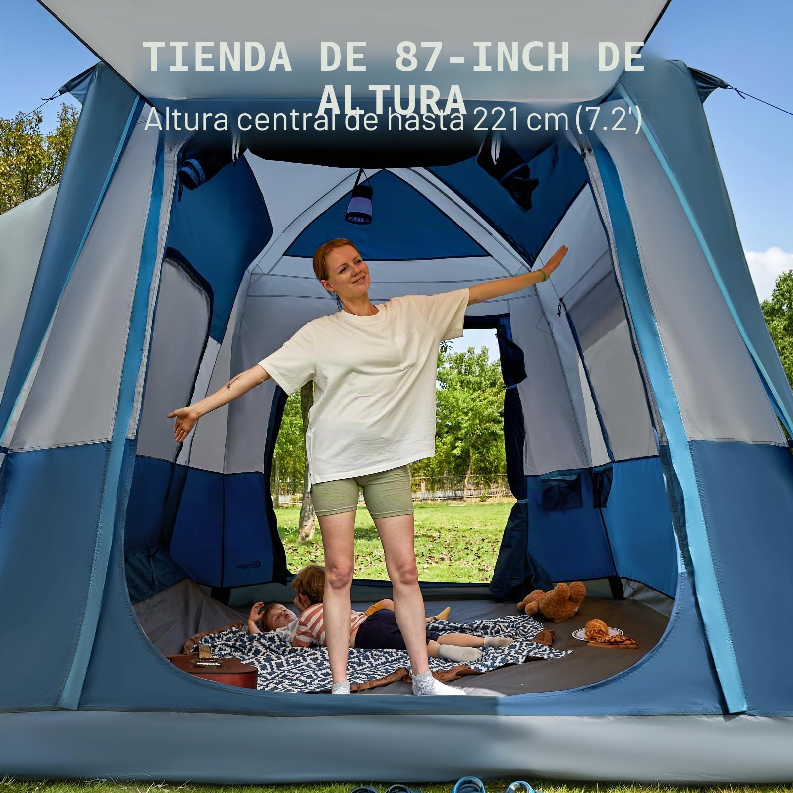 Portal SUV Tienda de Campaña para 5 Personas con Porche, 2 en 1, Resistente al Agua y al Viento, 2 Puertas, para Viajes y Aventuras al Aire Libre