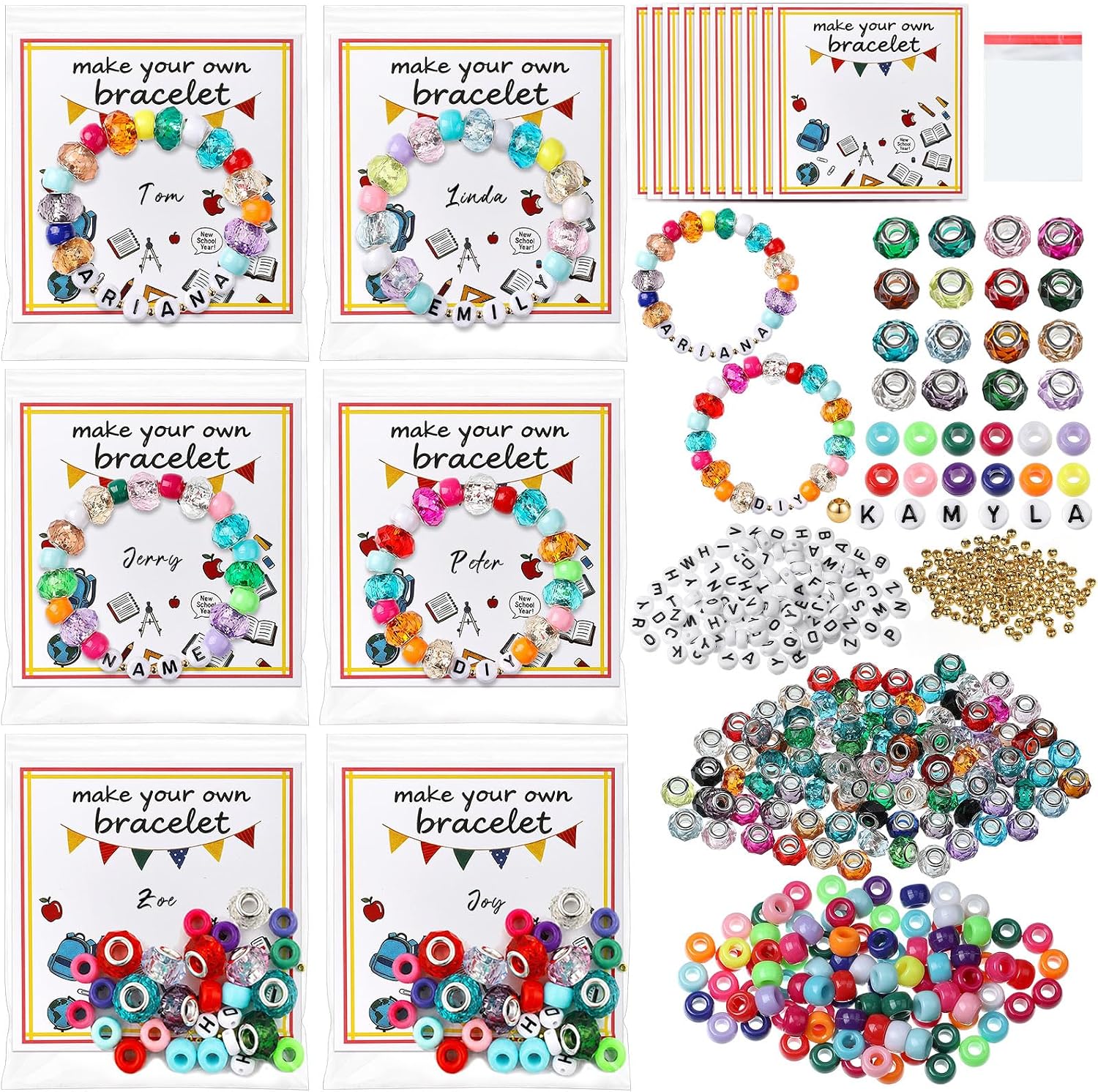 Whimsibelle 949 Pcs Back to School Friendship Bracelet Kit, DIY Name Bead